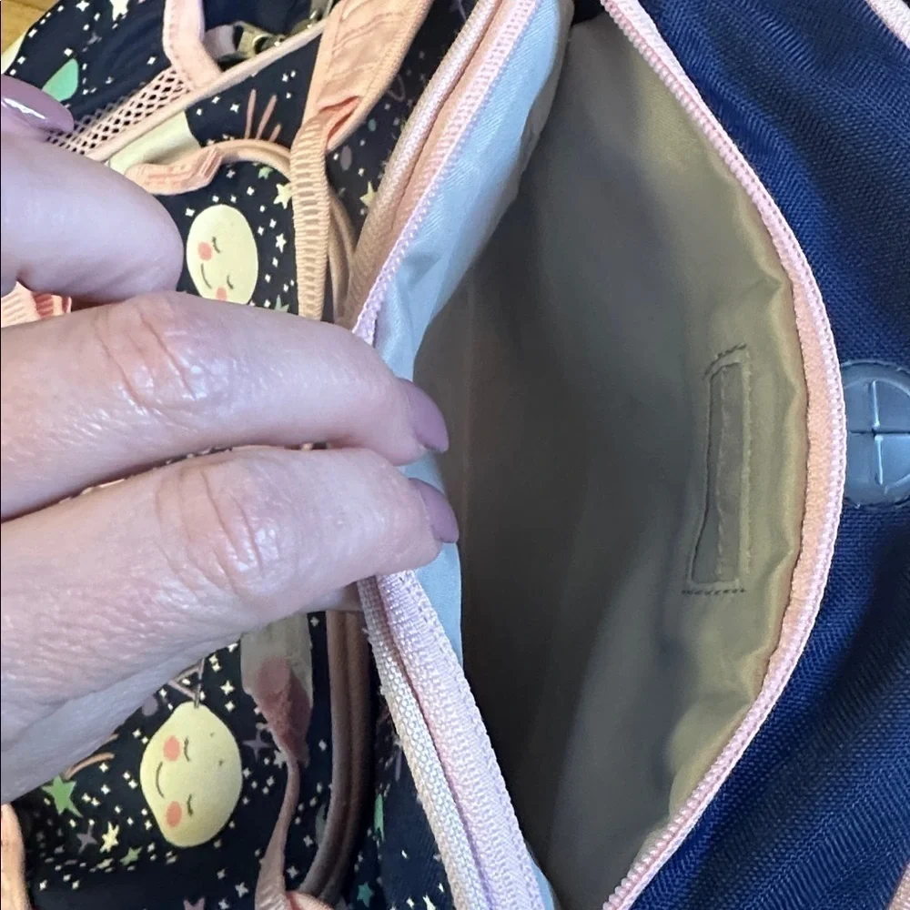 Pottery Barn Kids Backpack McKenzie Pink Navy glow in the dark moon backpack